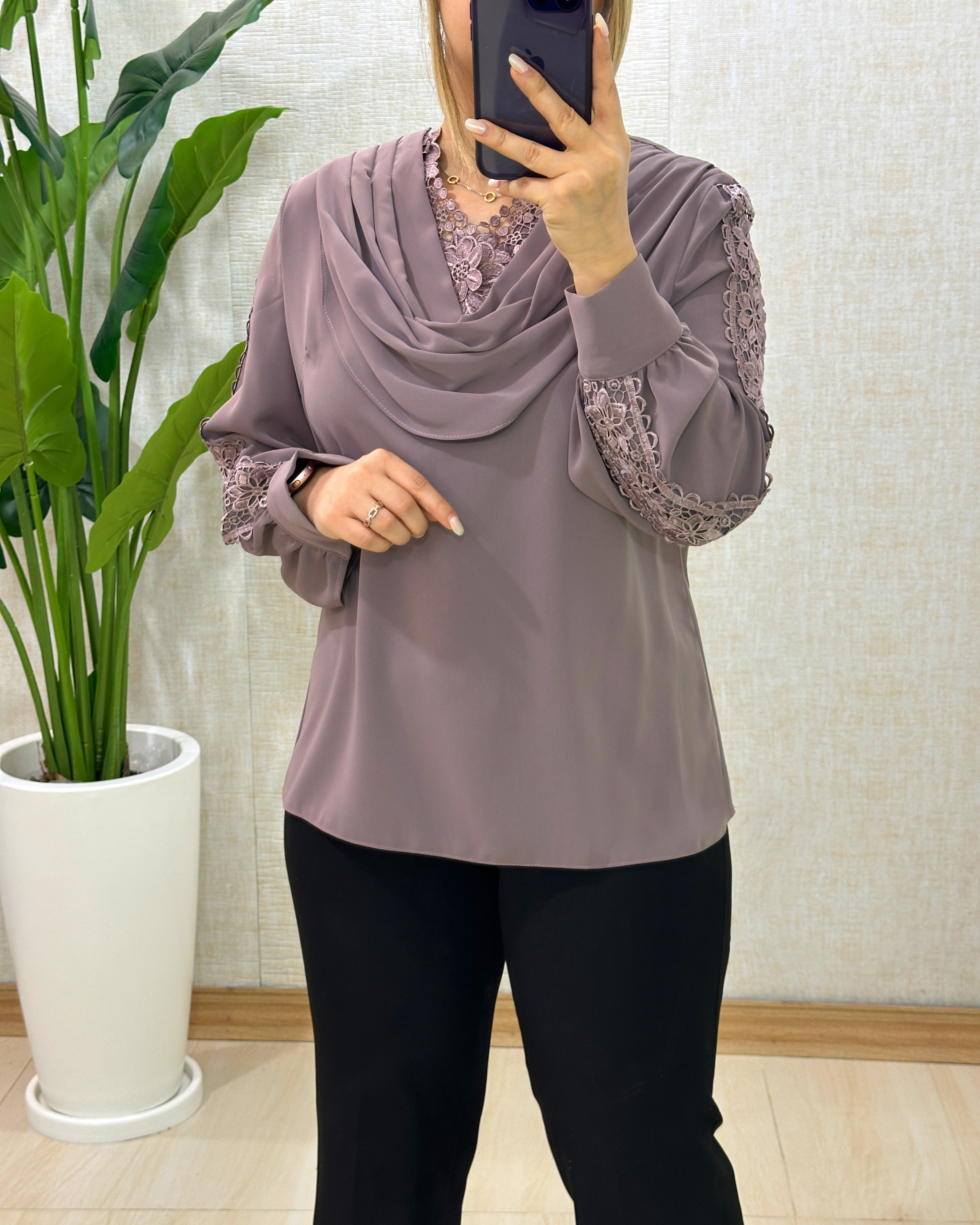 C376- شومیز یقه دراپه