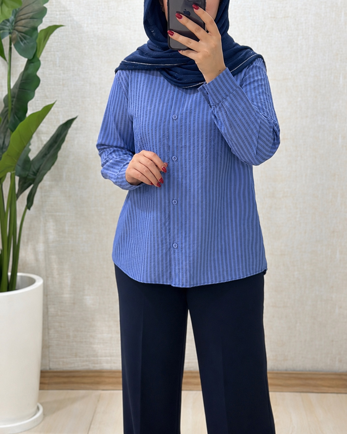 C558- تونیک مانتویی راه راه بنفش